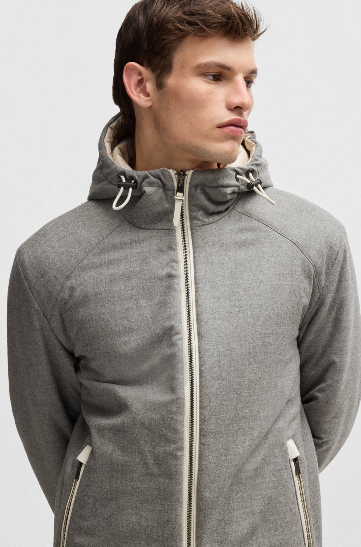 Top Choice Zip-up wool-blend jacket with down filling