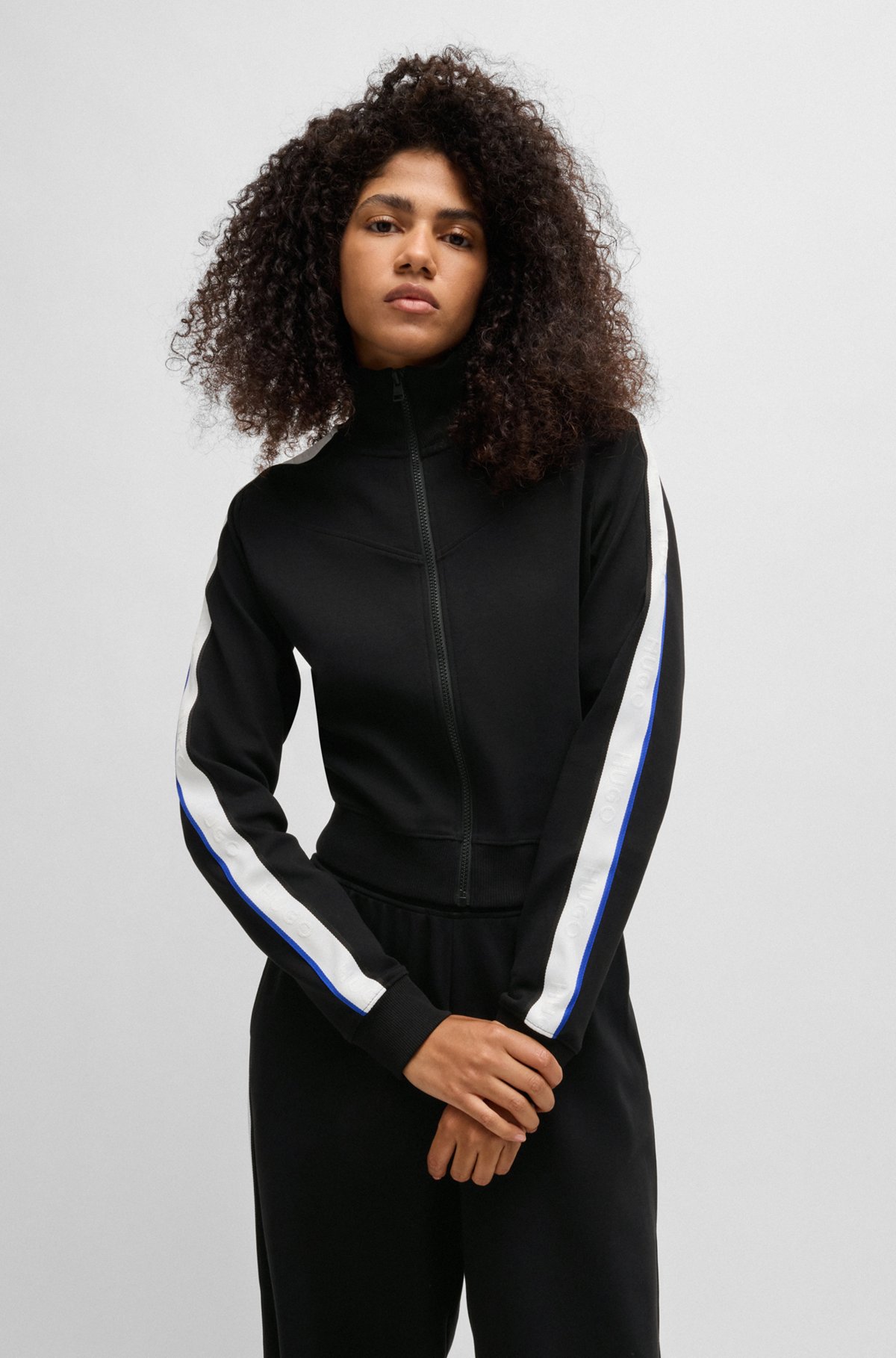 Top Choice Zip-up sweatshirt in stretch cotton with logo tape